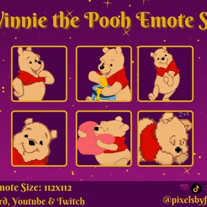 Pixelated Poohbear Emote Set - Twitch, Discord