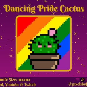 Dancing Catcus Pride Twitch Emote