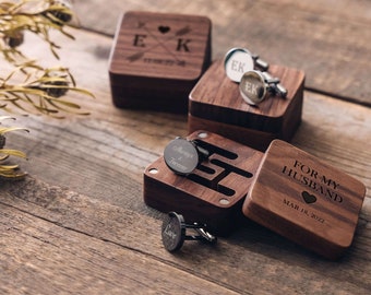 Groomsmen Cufflinks Groom Gifts | Anniversary Gifts for Husband Fathers Day Gift | Personalized Cufflinks with Box Wedding Day Gift