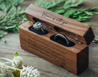 Double Slot Wooden Ring Box | Custom Wedding Ring Box | Personalized Ring Bearer Box | Engagement Wood Ring Holder | Engraved Ring Box
