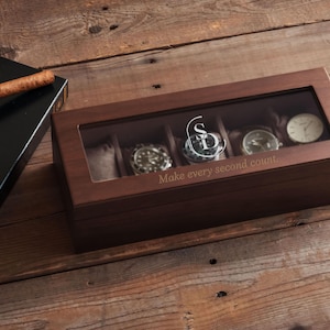 Custom Engraved Watch Box, Gift for Him, Personalized Watch Storage Case [WBX-0102] image 7