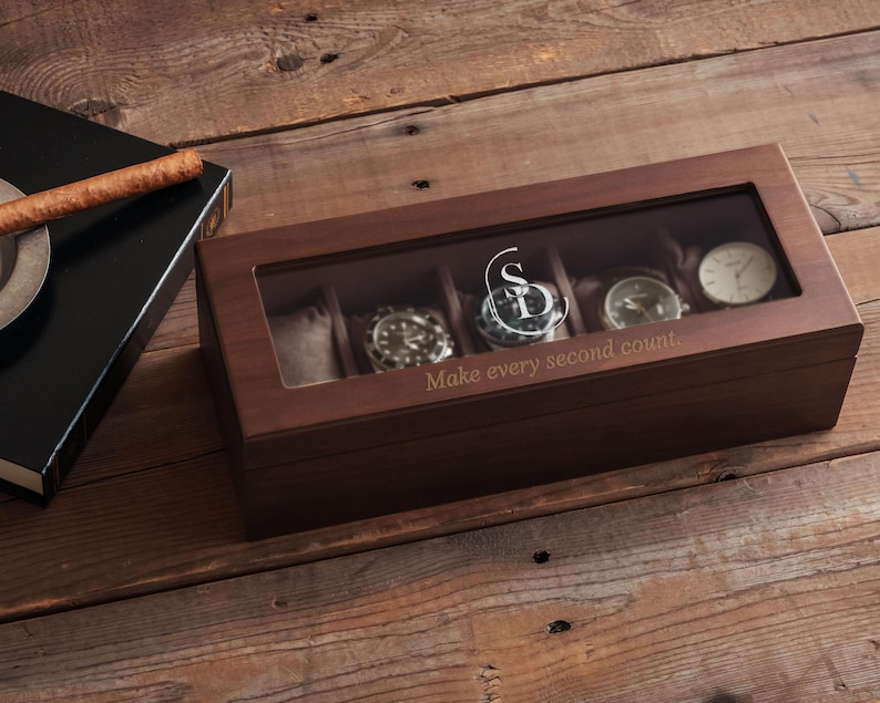 Custom Engraved Watch Box, Gift for Him, Personalized Watch Storage Case [WBX-0102] image 7