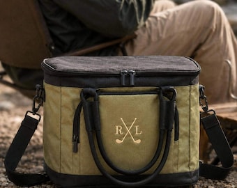 Custom Mens Insulated Cooler Bag: Fishing Monogram Drink Carrier [N]
