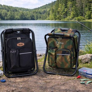Personalized Cooler Chair Embroidery Backpack, Custom Outdoor Lover Gift, Fishing Gifts for Men image 8
