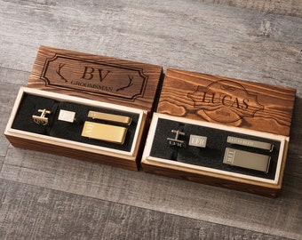 Custom Groomsmen Gift Set | Personalized Laser Engraved CuffLinks Tie Clip Money Clip | Groomsmen Proposal | Boyfriend Gift Fathers Day