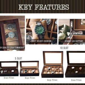 Custom Engraved Watch Box, Gift for Him, Personalized Watch Storage Case [WBX-0102] image 2