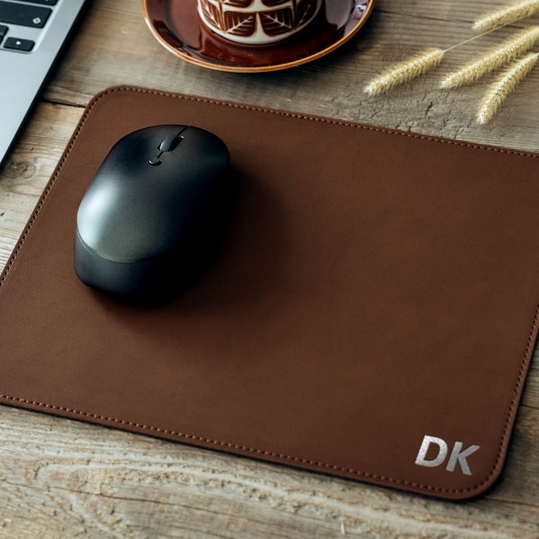 Personalized Vegan Leather Mousepad | Fathers Day Gift | Office Decor | Custom Leather Mouse Padfor | Coworker Valentines Gift |Gift for Men