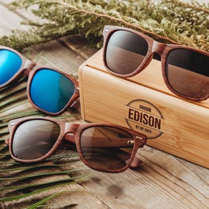 Personalisierte Sonnenbrille, Groomsmen Geschenke, Geschenk für Ihn, Sonnenbrillenbox mit Gravur Bild 9