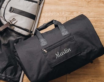 Christmas Gift for him, Custom Garment Bag, Embroidered Mens Duffle Bag, Personalized Gifts for Husband,Groomsmen Proposal, Suit Travel Bag