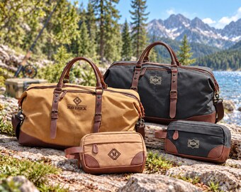 Personlig present till honom: Monogram Canvas Duffelväska och rakkit för män [N]