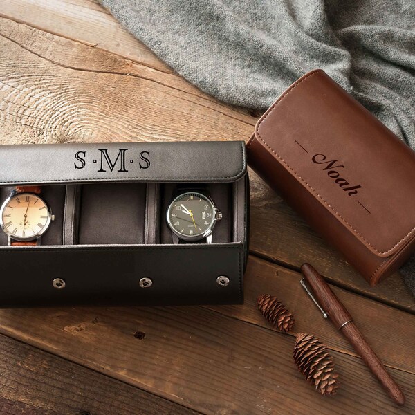 Personalized Leather Watch Box Custom Engraved Groomsmen Gift 60