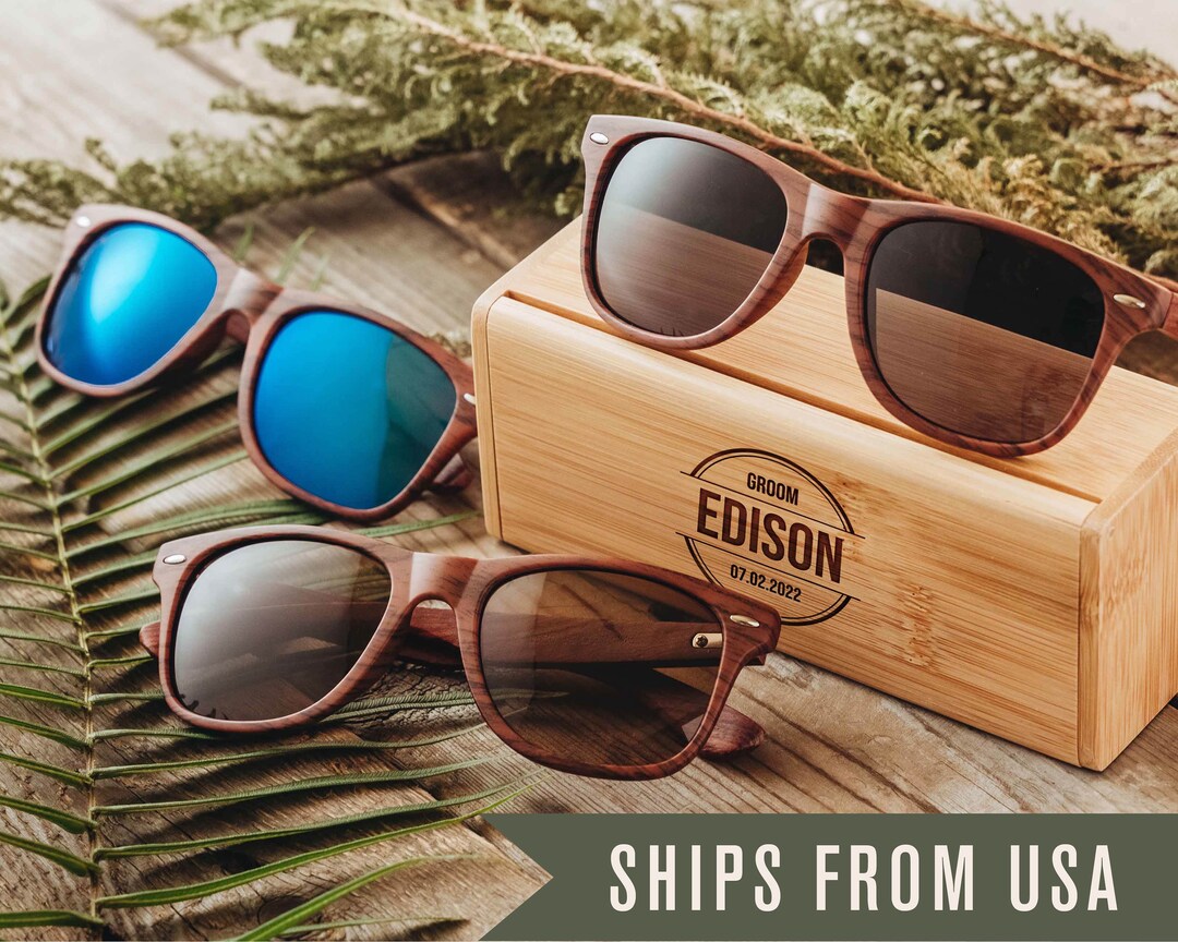 Personalized Sunglasses Groomsmen Gifts Engraved Sunglass Box Custom
