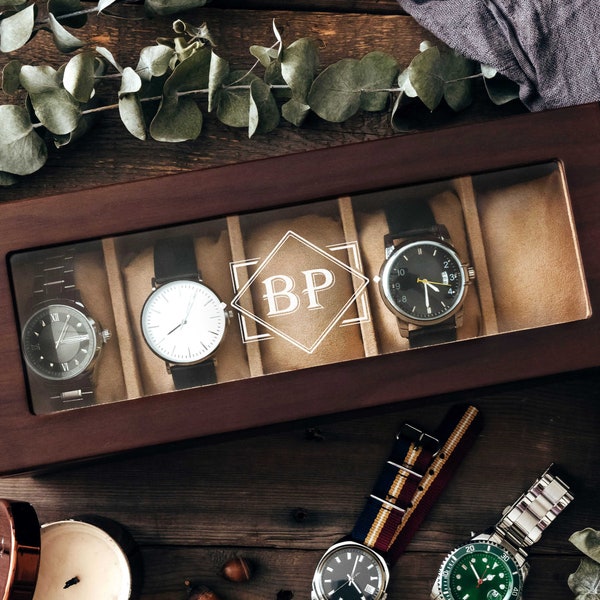 Custom Engraved Watch Box | Gift for Dad | Birthday Gift for Men | Personalized Watch Storage Case| Fathers Day Gift | Anniversary Gift