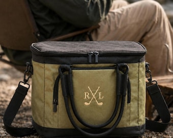 Custom Mens Insulated Cooler Bag: Fishing Monogram Drink Carrier [N]