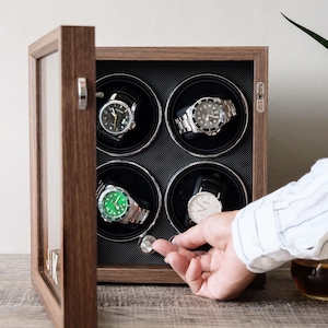 Custom Engraved Wooden Watch Box, Automatic Watch Winder 2 Slots 4 Slots Watch Storage,  Gifts for Dad Him, Graduation Gifts for Son