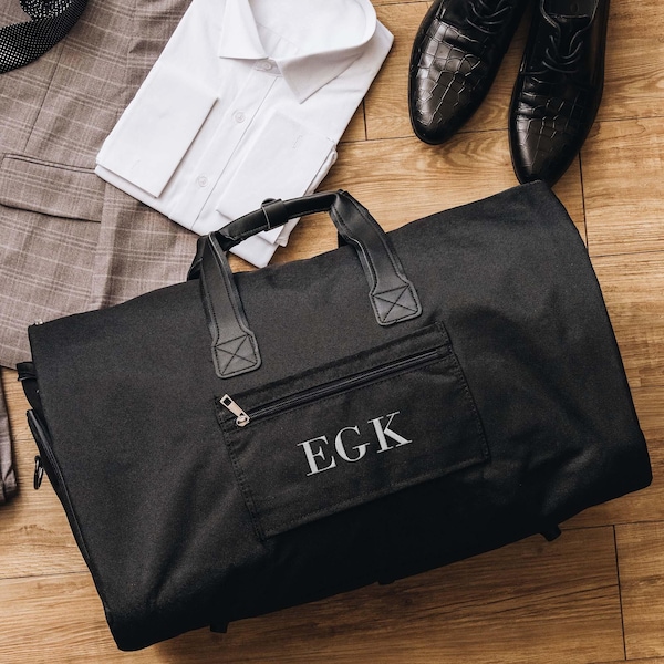 Personalized Garment Bag, Embroidered Suit Saver, Mens Duffle Bag, Gift for Him