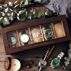 Watch Box Personalized, Fathers Day Gifts for Him, Watch Case for Men, Gifts for Dad, Anniversary Gift, Watch Storage Case Dad Birthday Gift