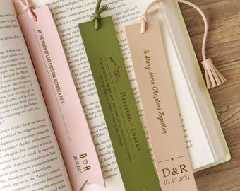 Personalized Engraved Quote Bookmark, Vegan Leather Bookmark with Tassel [R]