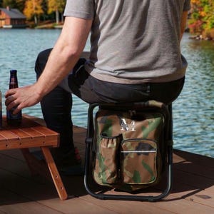 Personalized Cooler Chair Embroidery Backpack, Custom Outdoor Lover Gift, Fishing Gifts for Men image 5