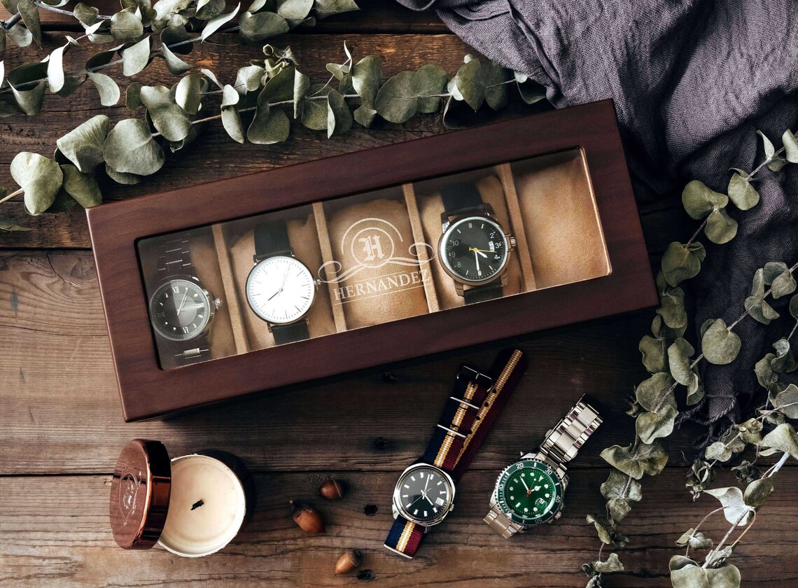 Custom Engraved Watch Box Birthday Gift for Men image 1