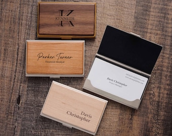 Personalized Business Card Case, Gift for Him, Corporate Gifts, Coworkers Gift
