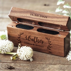 Custom Wedding Ring Box | Double Slot Wooden Ring Box | Personalized Ring Bearer | Engagement Wood Ring Box | Proposal Engraved Ring Holder