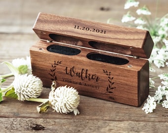 Custom Wedding Ring Box | Double Slot Wooden Ring Box | Personalized Ring Bearer | Engagement Wood Ring Box | Proposal Engraved Ring Holder