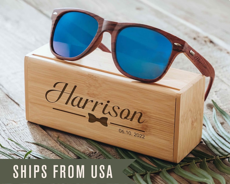 Personalized Wooden Sunglasses | Groomsmen Gifts Proposal | Engraved Sunglasses | Bachelor Party Wedding Gifts for Guys | Christmas Gifts 
