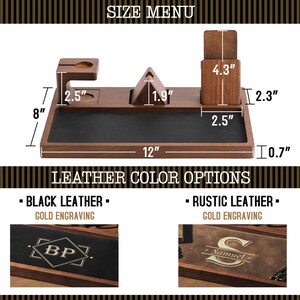 Engraved Groomsmen Valet Tray, Personalized Acacia Wooden Desk Catchall Organizer image 3