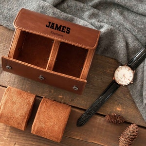 Custom Leather Watch Case Personalized Travel Watch Roll for Husband Engraved Watch Box Fathers Day Gifts Anniversary Gifts for Him image 8