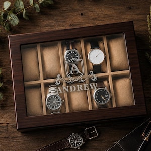 Custom Engraved Watch Box, Gift for Him, Personalized Watch Storage Case [WBX-0102] image 11