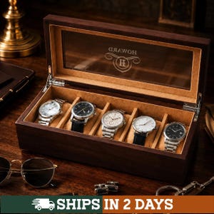 Custom Engraved Watch Box, Gift for Him, Personalized Watch Storage Case [WBX-0102] [W]