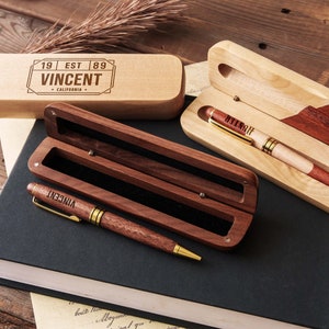 Custom Wood Pen Set Wood Engraved Pen Holder Personalized Gift for Him ...