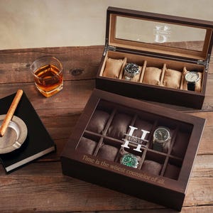 Custom Engraved Watch Box, Gift for Him, Personalized Watch Storage Case [WBX-0102] image 8