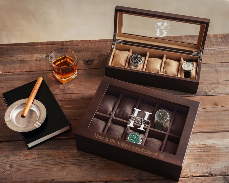 Custom Engraved Watch Box, Gift for Him, Personalized Watch Storage Case [WBX-0102] image 8