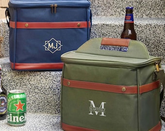 Groomsmen Personalized Cooler Shoulder Bag, Custom Monogram Beer Carrier, Wedding Party Gift for Him