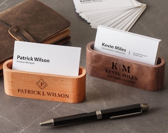Gift for Him, Personalized Business Card Holder, Office Desk Stand Display Accessories, Valentine's Gifts