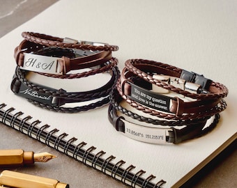 Groomsmen Gifts, Personalized Leather Bracelet, Personalized Gifts for Men
