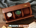 Personalized Leather Watch Roll, Embossed Travel Watch Case, 1 2 & 3 Slots, Graduation Gift, Anniversary Gifts for Him, Husband, Dad