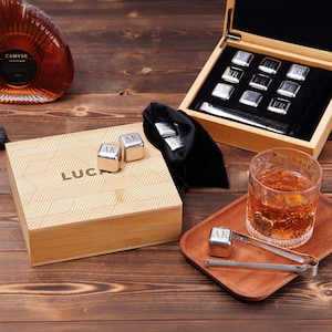 Whiskey Stone Set, Personalized Whiskey Gift Set, Custom Engraved Whiskey Stones, Best Man Gift, Father&#39;s Day Gift, Whiskey Lover Gift