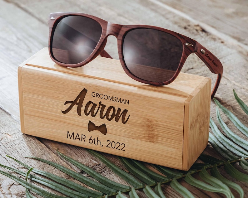 Presentes para padrinhos, óculos de sol de madeira personalizados para homens, lembrancinhas para despedida de solteiro, presente de casamento personalizado imagem 9