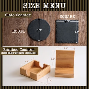 Juego de posavasos de pizarra personalizados, posavasos de piedra, regalo personalizado para él, regalos de inauguración de casa imagen 4