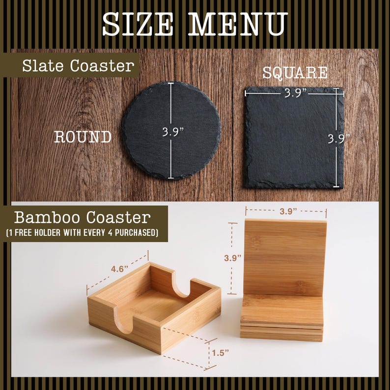 Juego de posavasos de pizarra personalizados, posavasos de piedra, regalo personalizado para él, regalos de inauguración de casa imagen 4