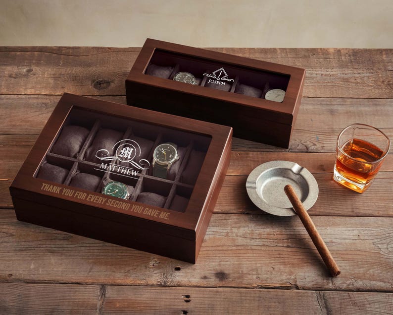 Custom Engraved Watch Box, Gift for Him, Personalized Watch Storage Case [WBX-0102] image 9