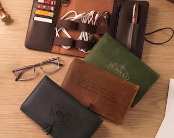 Groomsmen Gift Leather Cable Roll: Custom Electronic Accessories Case [N]