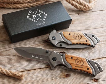 Engraved Pocket Knife, Gift for Him: Boyfriend, Husband, Groomsmen, Dad, Fisherman, Camping Lover, Hunting, Wedding, Anniversary