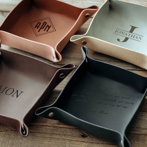 Custom Engraved Leather Valet Tray Anniversary Gift for Him Valentines ...