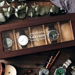 Custom Engraved Watch Box, Gift for Him, Personalized Watch Storage Case [WBX-0102] image 6