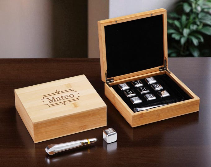 Whiskey Stones Set, Custom Whisky Rocks, Ice Cubes, Gift for Him: Groomsmen, Husband, Boyfriend, Dad, Anniversary, Wedding