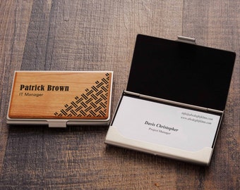 Custom Business Card Holder Your Logo | Corporate Gift for Coworker | Gift for Him | Boss Gift | Personalized Card Case | Employee Gift